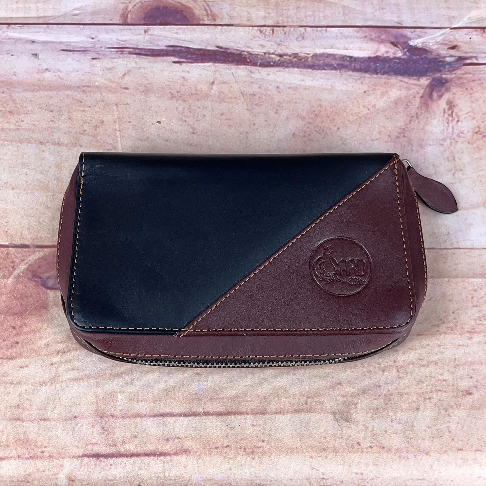 Gard Bags Rectangle shaped leather pouch for four Trumpet / Trombone mouthpiece Elite series, metal zippers, black cow softy leather + cherry thunderlight trims Leather