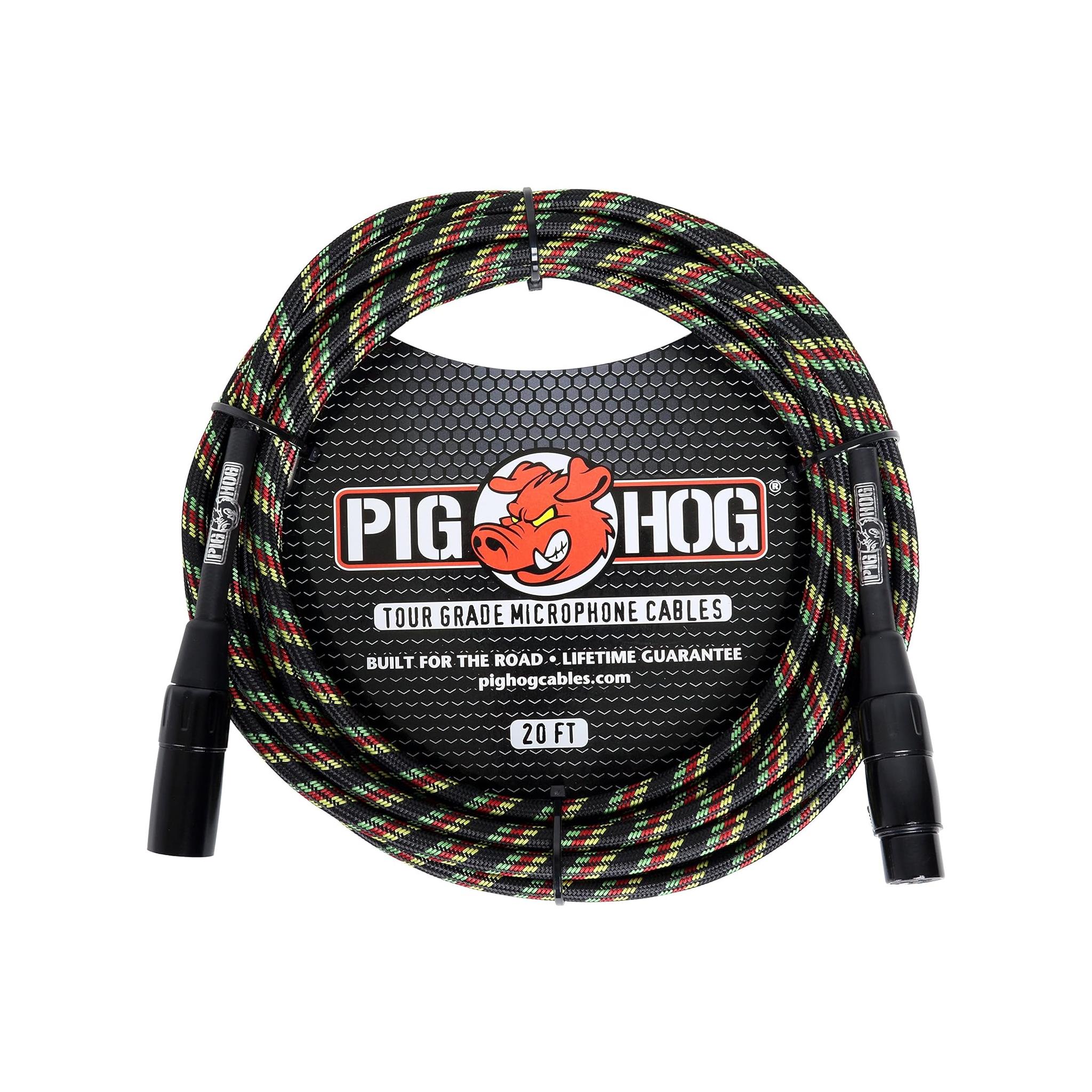 PigHog Pig Hog "Rasta Stripes" Woven Mic Cable, 20ft XLR