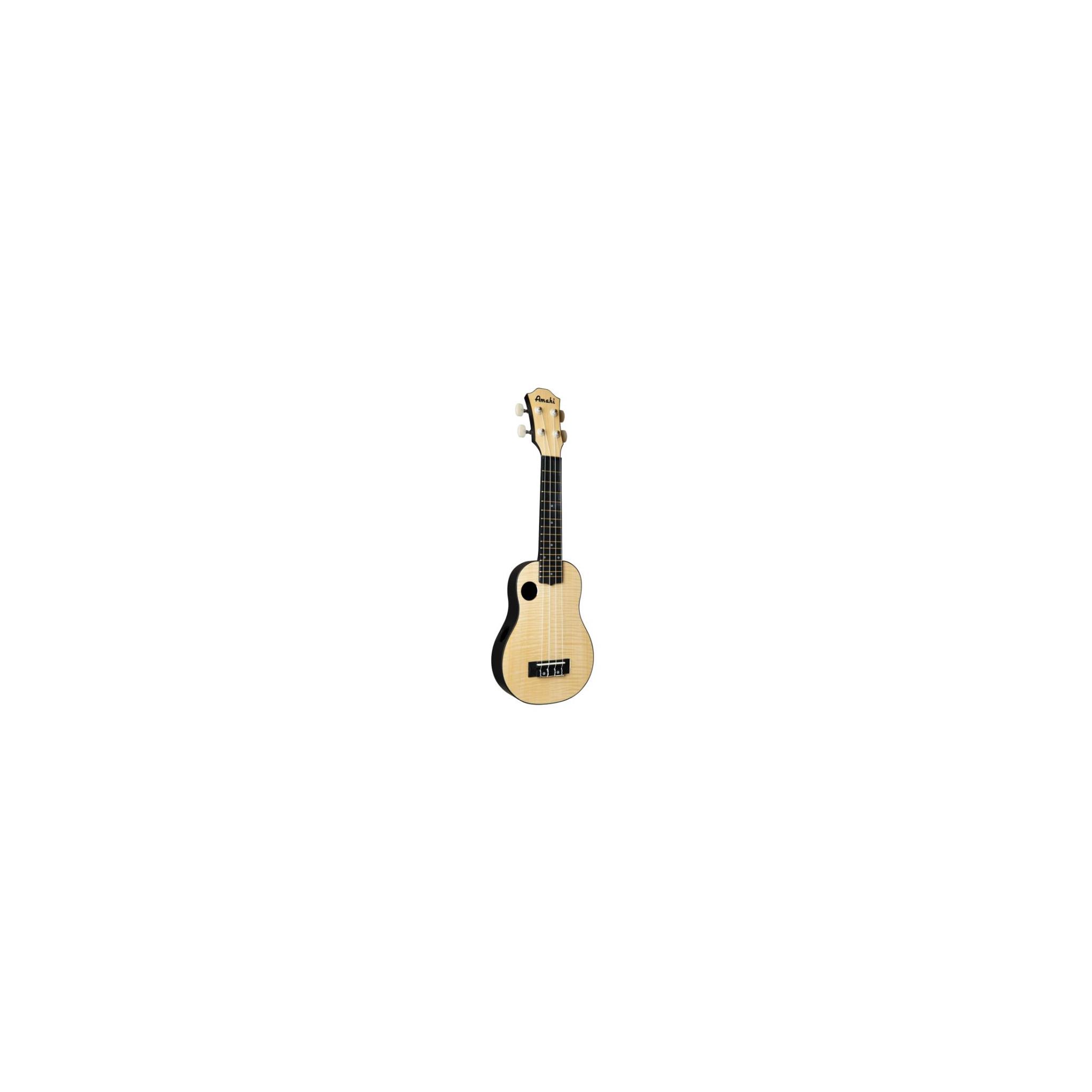 Amahi Soprano Troubador, Flamed Maple Top, Offset Soundhole HCLF550, w/ Bag