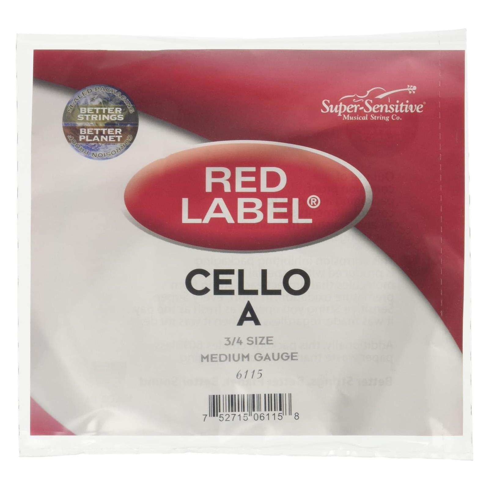 Super-Sensitive Red Label Cello A Single String 3/4 Medium