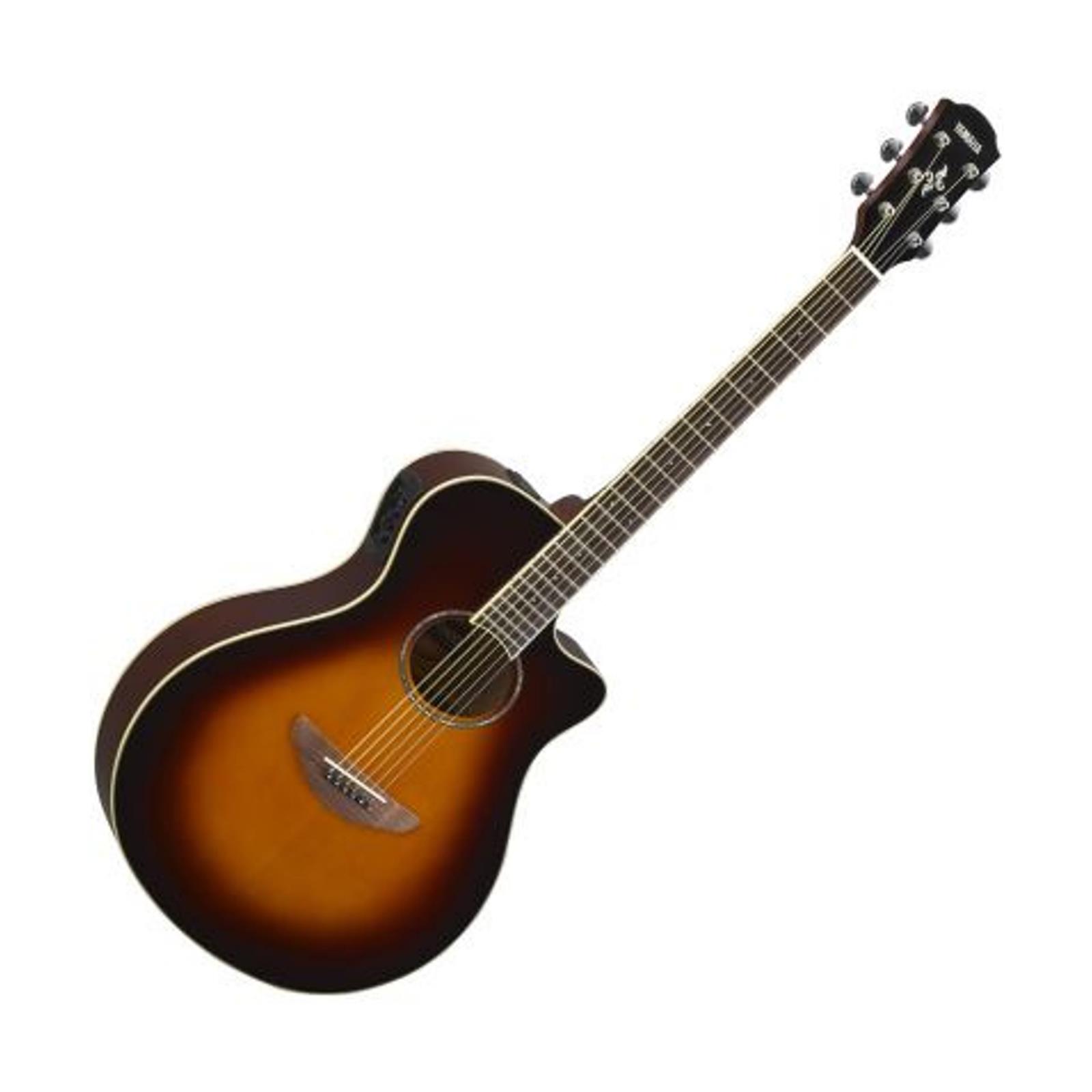 Yamaha Thinline body, spruce top, nato back and sides, die-cast chrome tuners, System66 piezo and preamp; Old Violin Sunburst