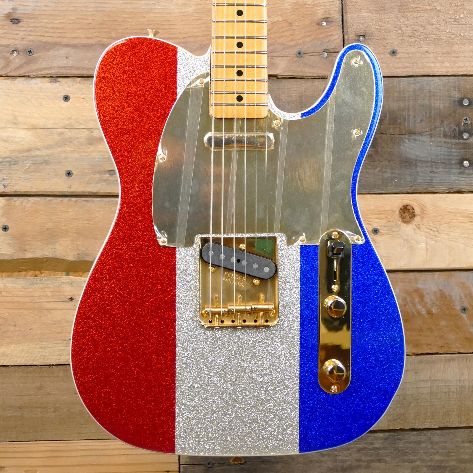 Fender Limited Edition Buck Owens Telecaster, Maple Fingerboard, Red, Silver and Blue Sparkle