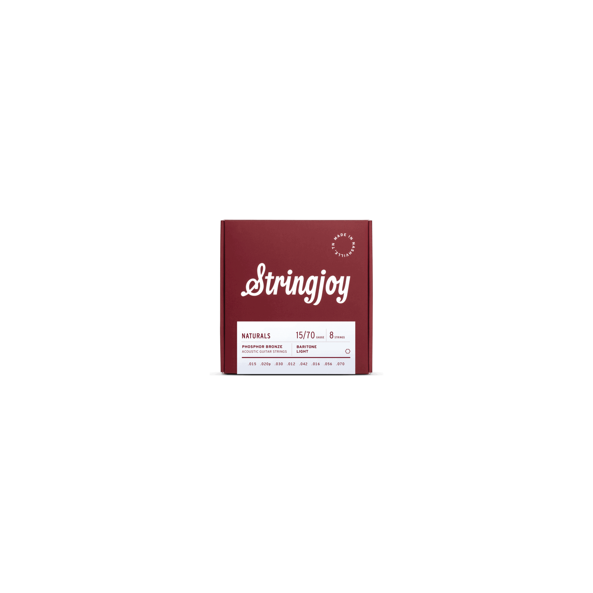 Stringjoy 8 String Baritone Light Gauge (15-70) Phosphor Bronze Acoustic Guitar Strings