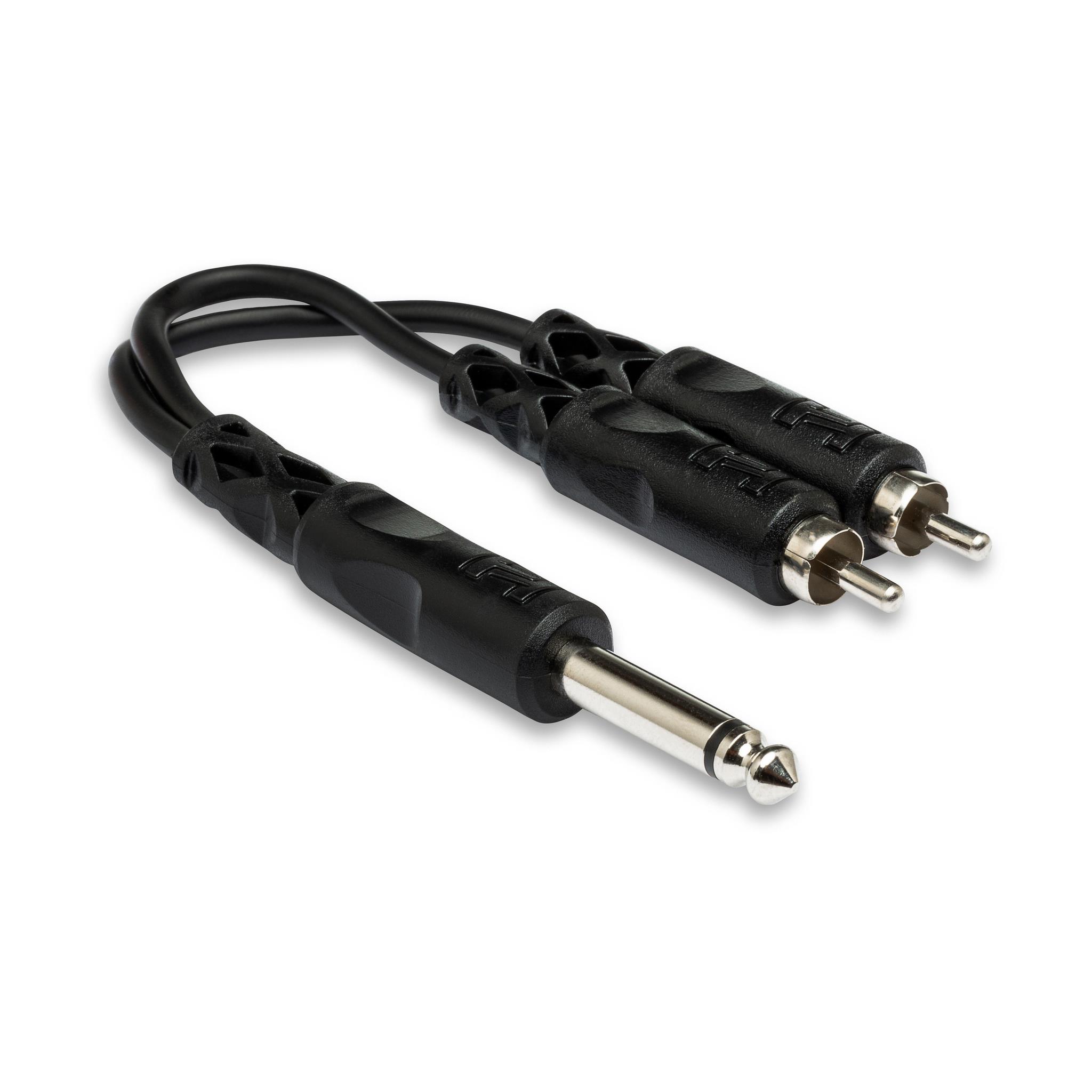 Hosa Y cable, 1/4 inch male to 2 RCA male