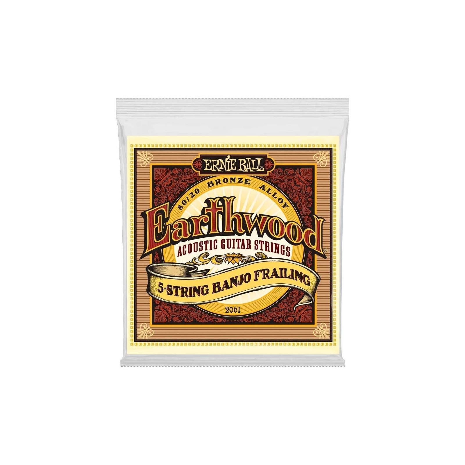 Ernie Ball Earthwood 5-String Banjo Frailing Loop End 80/20 Bronze Acoustic Guitar Strings - 10-24 Gauge