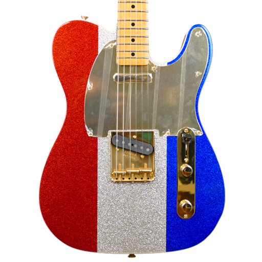 Fender Limited Edition Buck Owens Telecaster, Maple Fingerboard, Red, Silver and Blue Sparkle